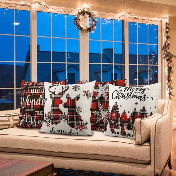 

cushion/decorative pillow christmas 4pcs santa claus pattern pillowcase sofa decor fashion throw cases cafe cushion cover home