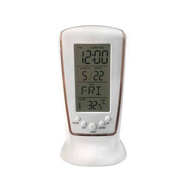 2021 LED Digital LCD Alarm Clock Calendário Termômetro com Blue Llight Desk relógio multifuncional relógio digital com tempo