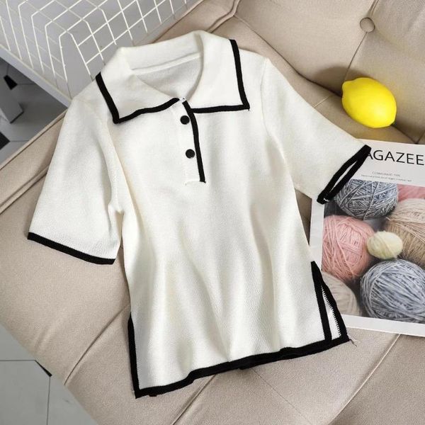 

women's polos women knitted shirts 2021 summer, White