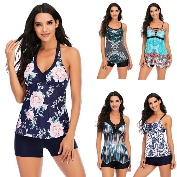 

aonihua women's swimsuits two piece tankini sets tummy control tank swimwear skirt bathing suit t010-t015