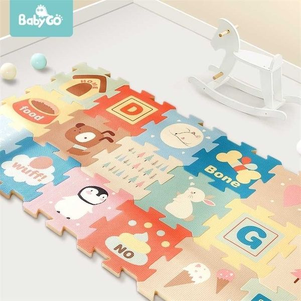 Babygo 9PCS Baby Play Play Mat XPE Пена Pape Водонепроницаемый 82 * 82 * 2 см Утолщенные Детские Ползубные площадки Производительность жилой комнаты Тол Коврик 220209