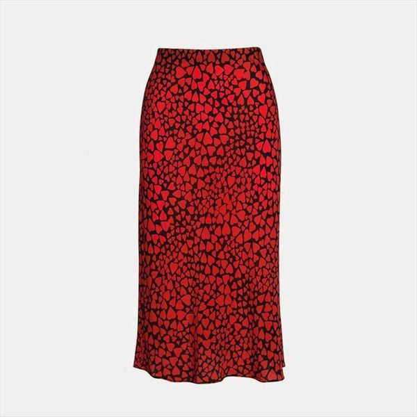 

red heart girls silk women skirts pencil fashion high waist slim ladies chic boho leopard mermaid jupe femme, Black