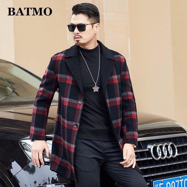 

men's wool & blends batmo 2021 arrival autumn&winter jackets men,men's smart causal plaid 19b018, Black