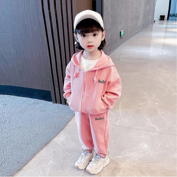 

clothing sets baby girls clothes set 201 autumn hooded cardigan tracksuit 2pcs suits children embroidery letters sportswear, White