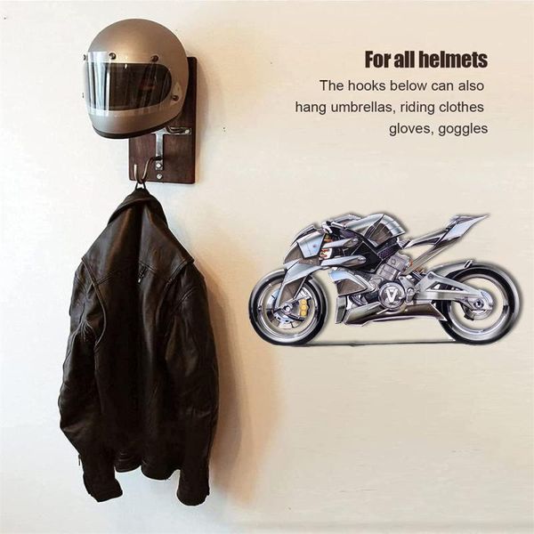

hooks & rails wall-mounted motorcycle helmet rack holder jacket hook bedroom hanger creative wood steel storage racks for coats hats caps