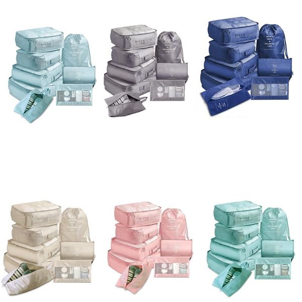 

cosmetic bags & cases 8 pcs travel organizer storage clothes shoe tidy pouch waterproof portable luggage suitcase packing case