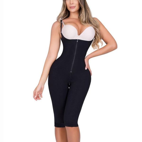 

women's shapers sling high back middle zipper shapewear women bodysuit postpartumtummy control, Black;white