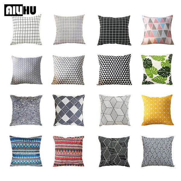 

pillow case euro simple decorative kussensloop pillowcase linen throw cushion cover striped lattice geometric 45Ã45