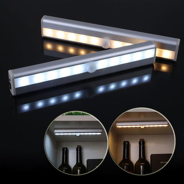 

10 led under cabinet light usb rechargeable pir motion sensor night light for wardrobe cupboard closet stairs kitchen lighting