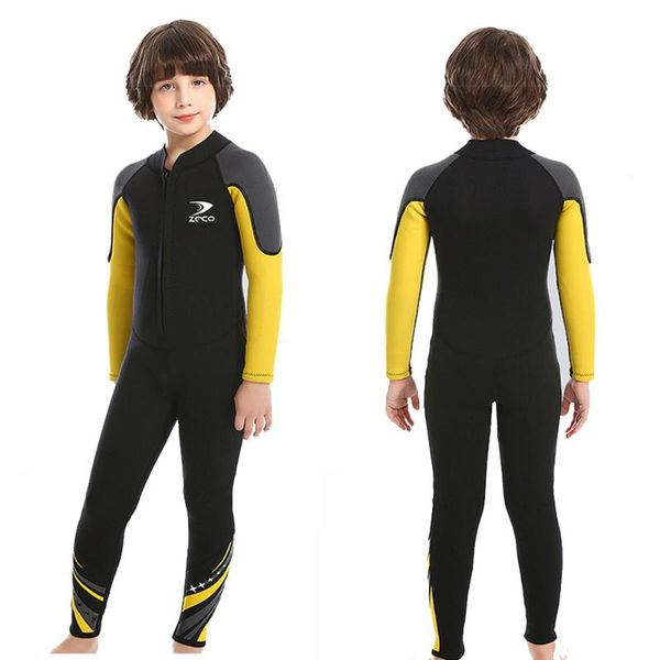 

swim wear 2.5mm neoprene wetsuit children's swimsuit long sleeve boy surfing windproof and warm sunscreen snorkeling suit