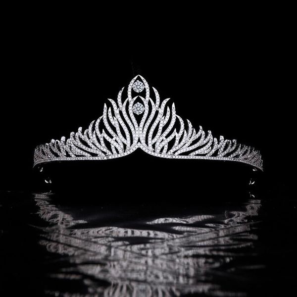 

hair clips & barrettes 3a cz bridal tiaras wedding headdress bride married zircon crown hairband for women accessories hq0384, Golden;silver