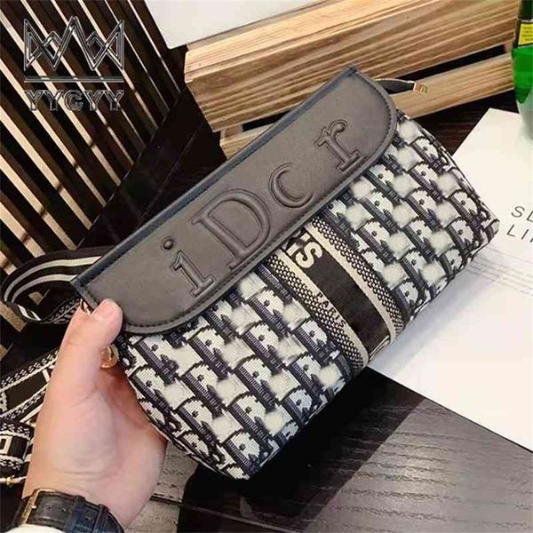 

designer sale one shoulder wide band half moon bag hardware women's bag letter embroidery knitting canvas crescent