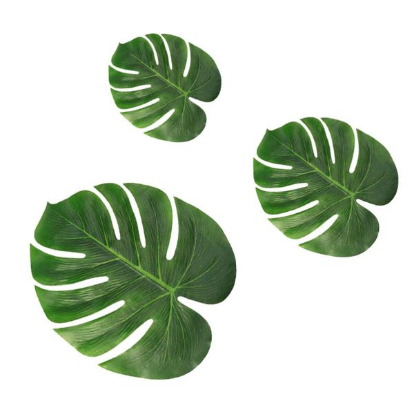 

24pcs tropical simulation leaves artificial plant monstera leaf diy decor for hawaiian party wedding festival