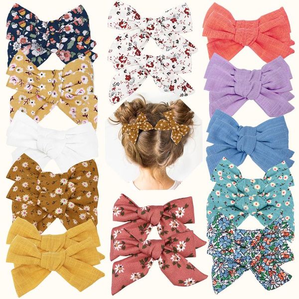 

hair accessories oaoleer 2pcs cute bow clips sweet flower print satin bowknot hairpins for baby girls kids fashion soft ins, Slivery;white