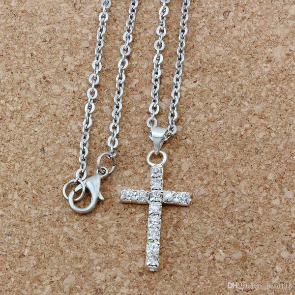 10pcs Clear Rhinestone Cross Charm Soidants Erkek Kadınlar için Kolyeler Doğum Günü Partisi Takı Hediyeleri