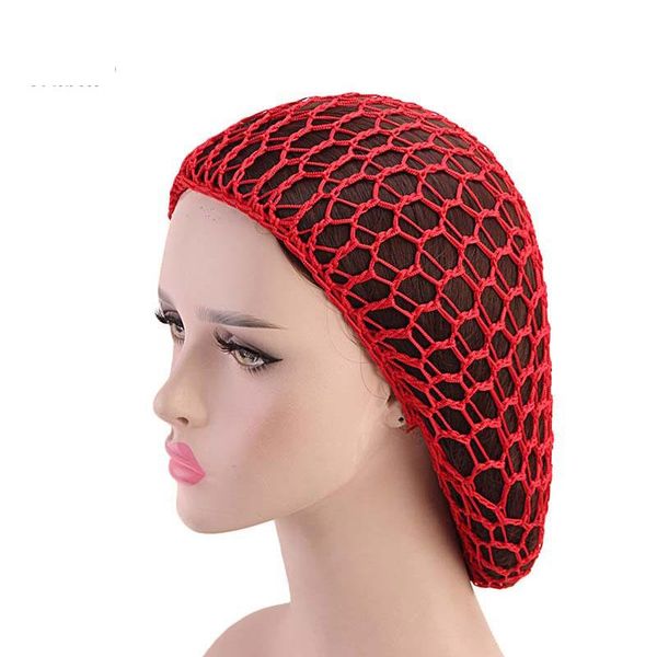 

beanie/skull caps wide band mesh snood hair net headbands lady turban accessories women soft rayon crochet hairnet oversize knit hat cap, Blue;gray
