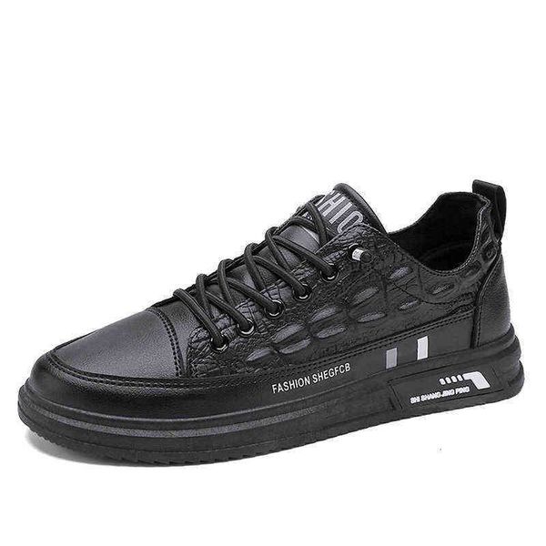 

men's sho men's leather korean casual small white board one step on