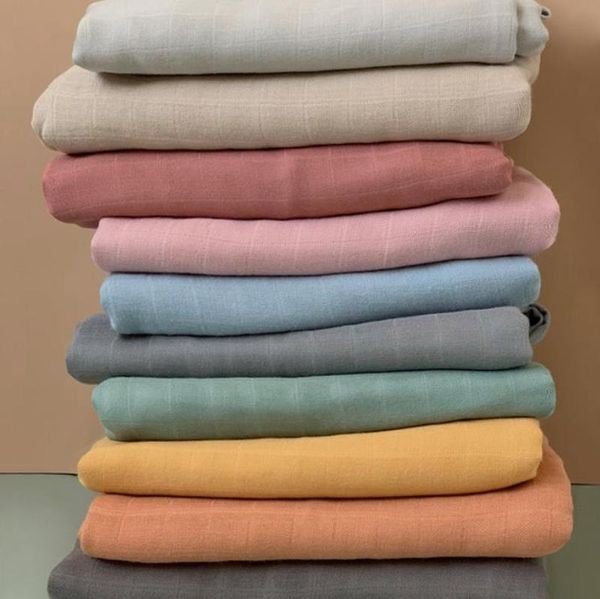 Coperta per bambini in bambù Doppi strati di garza di mussola Asciugamano da bagno morbido per neonato Copertura per passeggino solida 23 colori opzionali