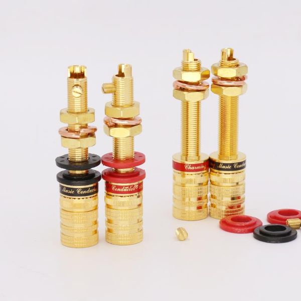 

smart power plugs 8pcs cmc-838-l-gu high end performance gold plated long binding posts speaker terminal