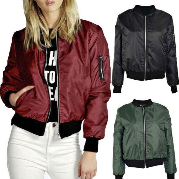 

women's jackets ladies womens classic casual bomber jacket vintage zip up biker coat outwear uk, Black;brown