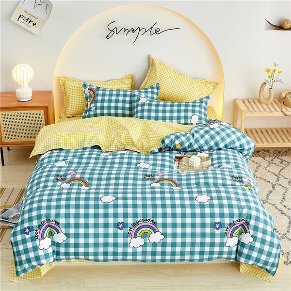 

matted four piece aloe student dormitory sheet quilt set pure cotton bedding