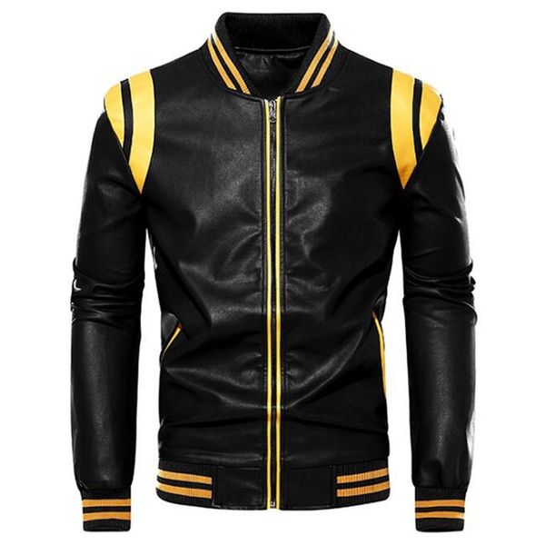 

autumn winter motorcycle men jacket brand casual biker leather jacket male coat fleece pu overcoat us size 211119, Black