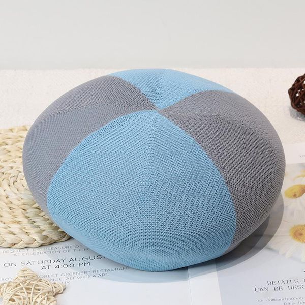 

berets summer color patchwork women's beret hat fabric breathable outdoor casual sunshade, Blue;gray