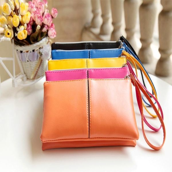 

wallets 2021 women's wallet solid color zipper clutch bag ladies fashion coin purse folding card case, Red;black