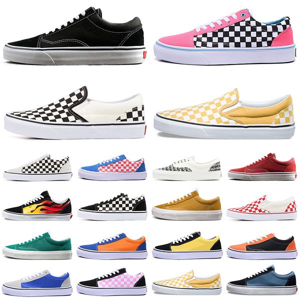 

fashion van canvas shoes old skool sk8 hi running shoe fear of god black white pink checkerboard slip on outdoor skateboard sports sneakers