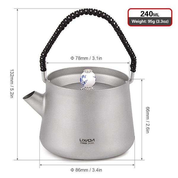 

camp kitchen lixada camping picnic 240ml mini pure titanium tea pot kettle with mesh infuser for home outdoor backpacking