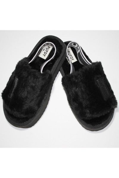 

slippers women's black plush panduf wheel home slipper
