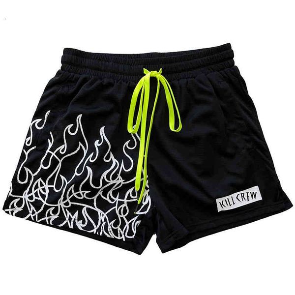 

new summer mesh sports men's gym fitness running training fast drying breathable beach shorts, Black