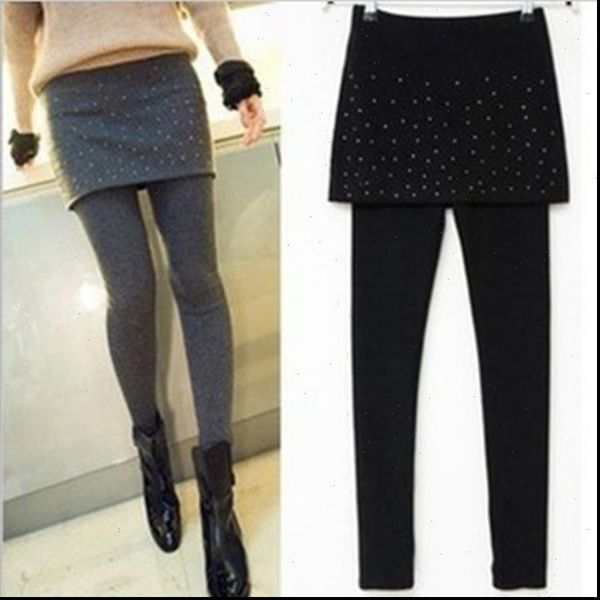 

autumn winter women warm leggings fashion pleated stretchy ankle length leggins female skirt leggings trousers drop shipping, Black