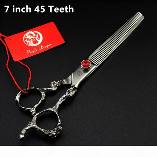 

purple dragon 7 inch dragon handle hair thinning scissor shear dense teeth 45 teeth chunker pet dog grooming shear