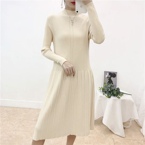 

2021 new eegant ol turtleneck long sweater women thick knit autumn winter female slim a-line basic casual r49a, Black;gray