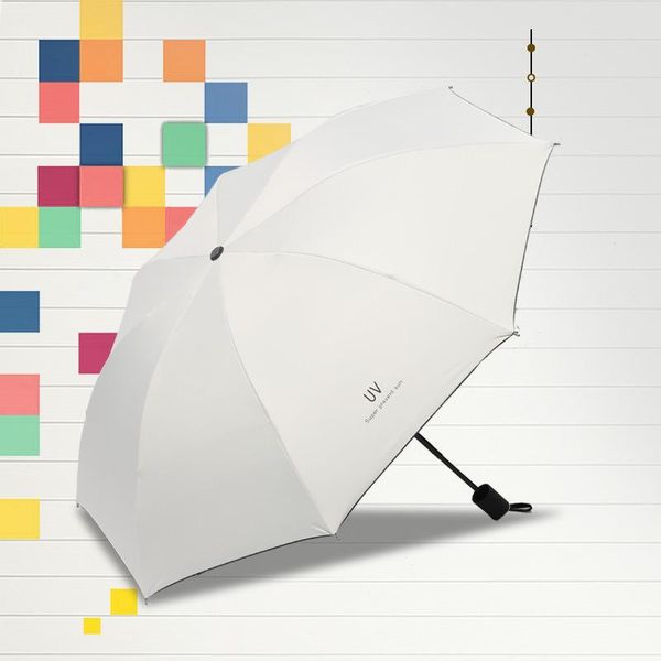

umbrellas folding umbrella men and women black blue plastic three-folding anti-uv
