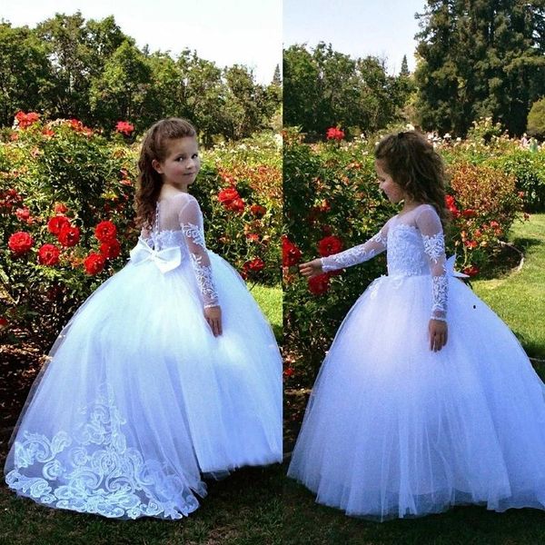 

girl's dresses flower girls beautiful holy communion lace long sleeve beaded puffy ball gown prom pageant dress for, Red;yellow