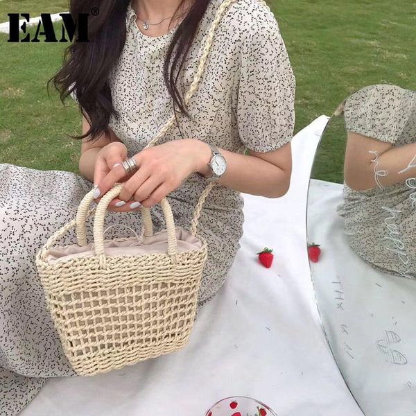 

shoulder bags [eam] women straw beach handbag manual woven bag personality all-match crossbody fashion tide 2021 18a2287