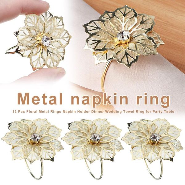 

napkin rings 12 pcs floral metal holder dinner wedding towel ring for party table ef