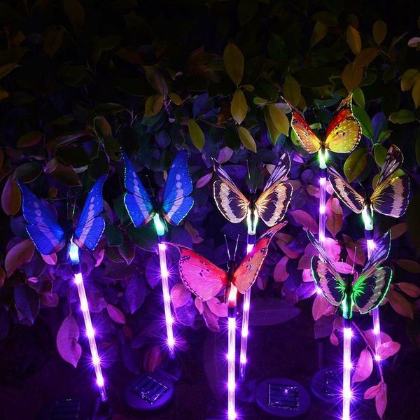 

3pcs led butterfly solar lights 7 color changing waterproof outdoor garden decoration lamp for pathway yard landscape