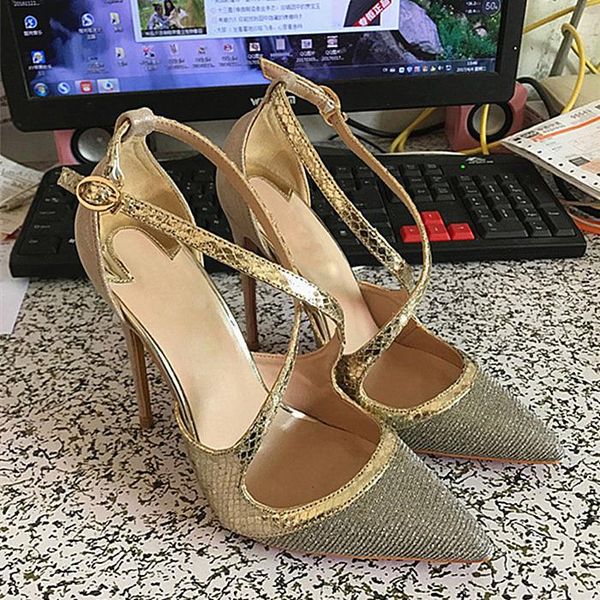 

sandals 2021 classic fashion brushed heels light-mouthed sequin cloth cross strap high-heeled shoes stiletto elegant, Black