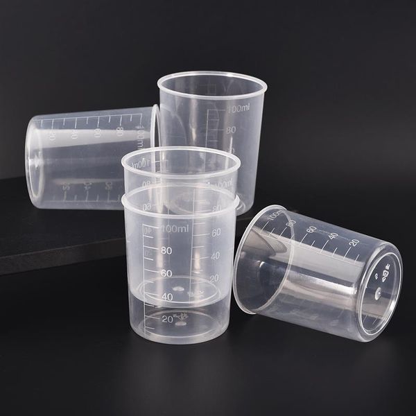 Misurino graduato in plastica da 100 ml Contenitore liquido Resina epossidica Strumento per la produzione di silicone Tazza di miscelazione trasparente Strumento di miscelazione fai-da-te