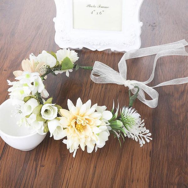

haimeikang boho spring flower bridal floral crown hair wreath breath dried rose flower simple natural wedding rustic qylywo, Silver