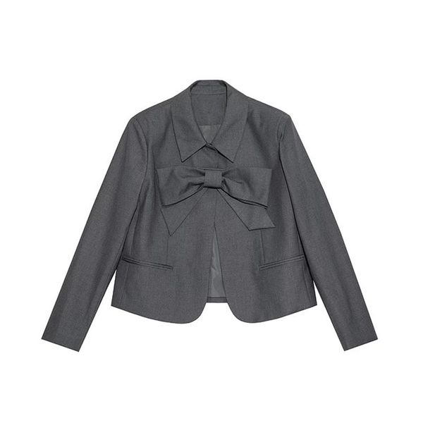 

women's suits & blazers blazer coat 2021 bow tie suit jacket female spring autumn design niche temperament small black gray short, White;black