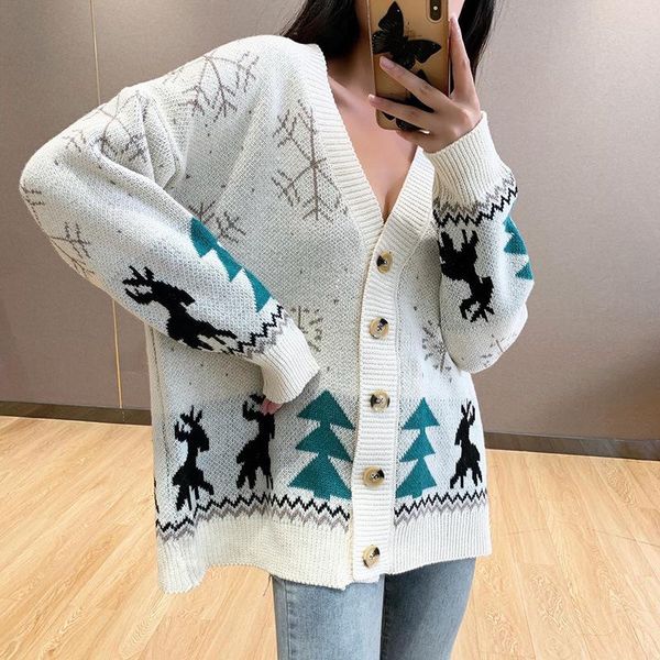 

women's two piece pants european and american autumn christmas snowflake pattern sweater trendy casual rumor top, White