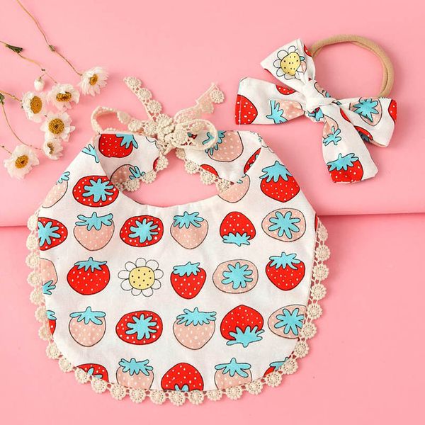 

girls hair accessories baby headbands bibs 2pcs sets cotton flower newborn burping cloths infant princess head bands toddler b6837, Slivery;white