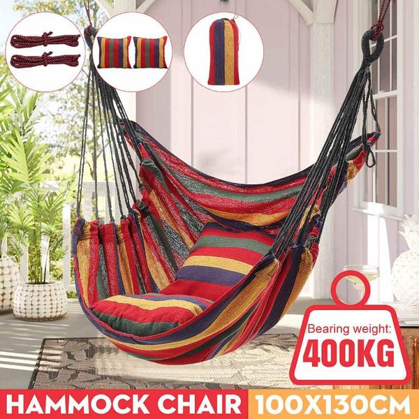 

camp furniture 400kg capacity home portable hammock hanging rope chair swing seat outdoor garden seating with 2 pillows