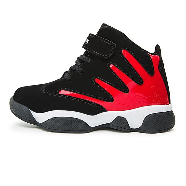

sneakers children's basketball professional sports shoes for kids anti-slippery tpr bottom boys training shoe, Black;red
