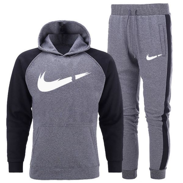 

new 2021 autumn cotton clothing men's fashion tracksuit casual men hoodies coat+pant male set boys girls basketball sportswear s-3xl, Gray