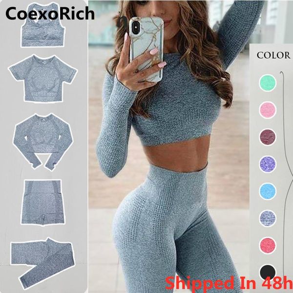 

sport set women fitness gym clothing seamless yoga suit 2/3/5 pcs crop bra tights leggings outfit sportswear tracksuit, White;red